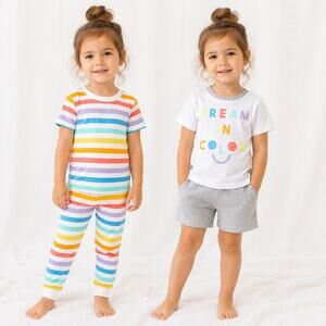 Carter’s Girls 2T 4 Piece Cotton Pajama Set Rainbow Dream In Color NWT